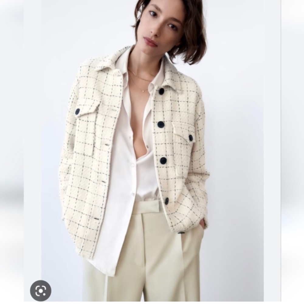 NWT Zara Checkered Tweed Jacket